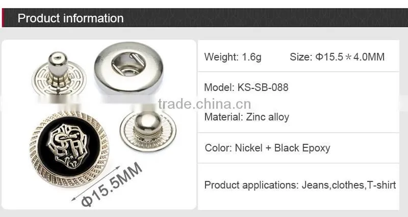 Wholesale Decorative Metal Snap Button Jewelry Covers For Clothing
