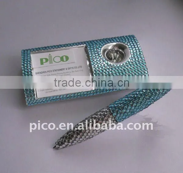 Metal magnetic Table Pen and notepad with rhinestone for promotion