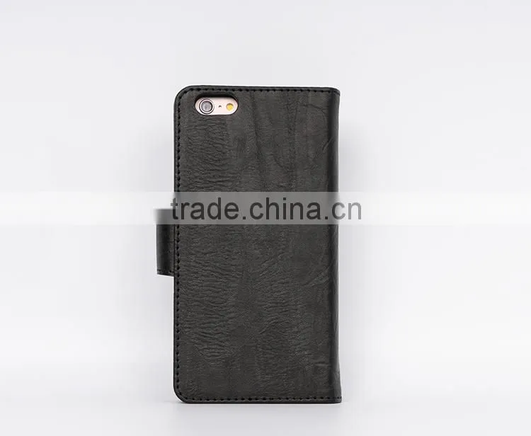 Personalized mobile phone wallet card holder leather case for i6 plus