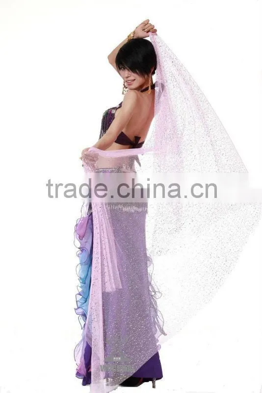 Belly dance performance / practice costume veil for ladies with glittering dots (SJ009)