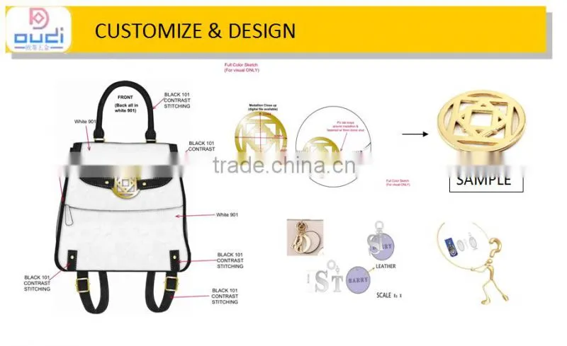 2016 Rose gold metal badge bag hardware painting logo plate for leather metal logo label