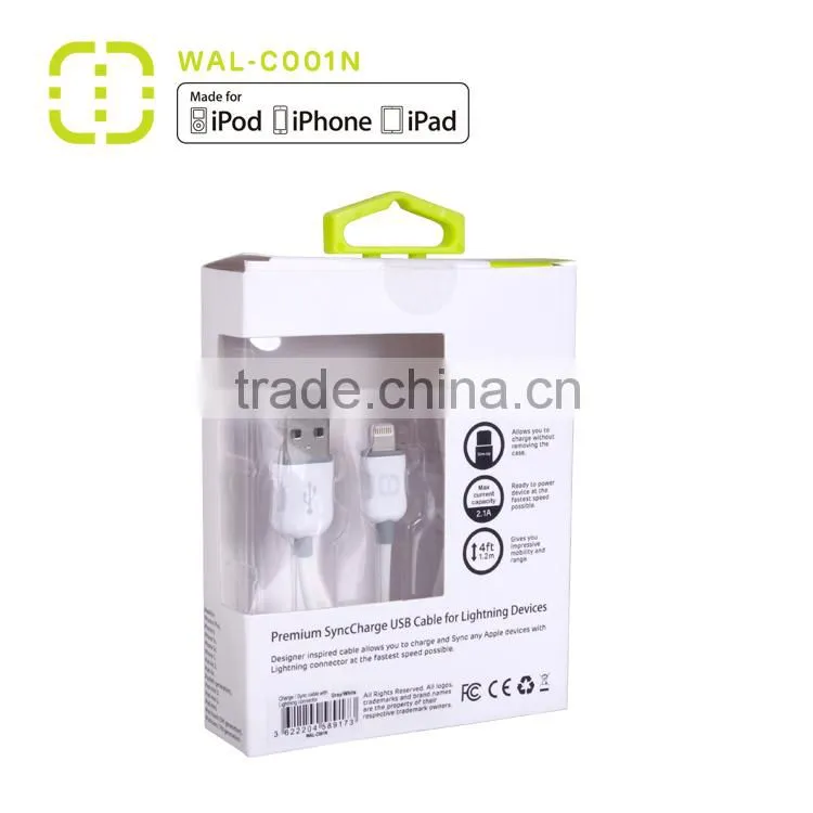 customized mfi flat charging cable with ABS housing