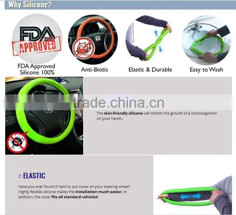 Custom car silicone leather steering wheel cover