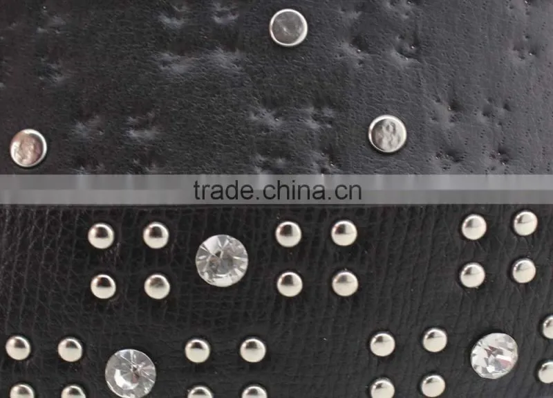 Women's classical metal and rhinestone studded 33Mm belt leather with shiny rhinestone buckle