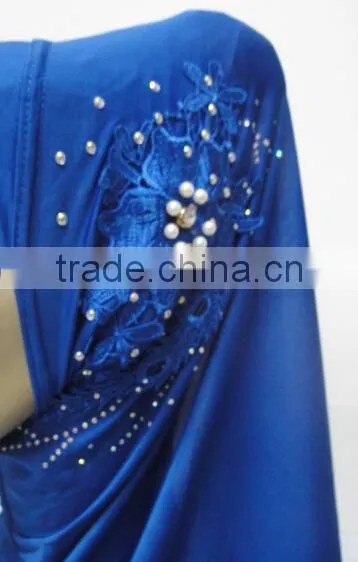 H299 latest one piece instant hijab with lace and rhinestones,muslim scarf
