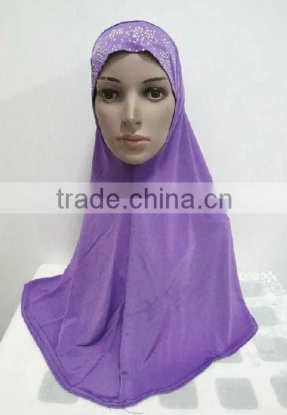 H110 latest muslim hijab with flower rhinestone design on back