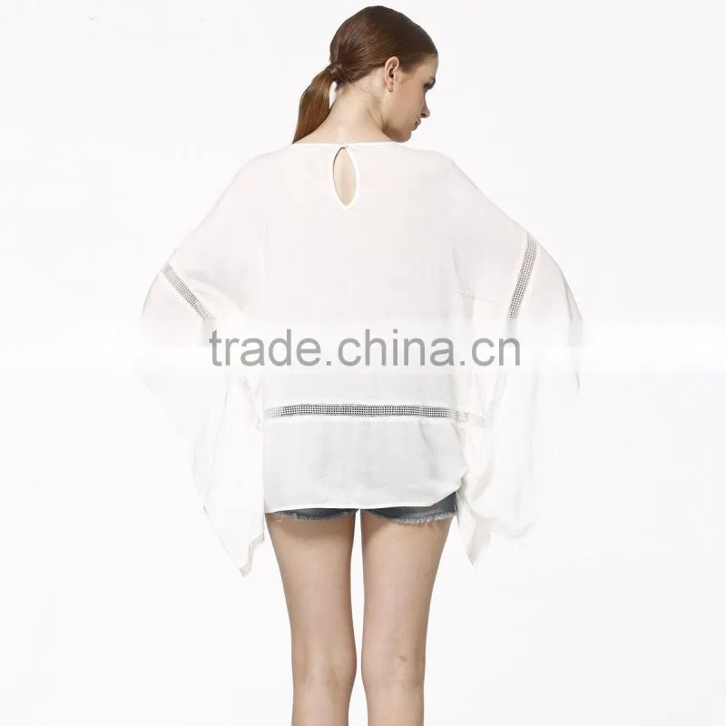 images of ladies casual tops embroidery with lace trim 2015 wholesale