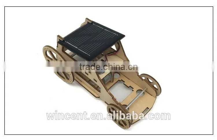 DIY Educational Kids Assembly Wooden Car Solar Powered Toys