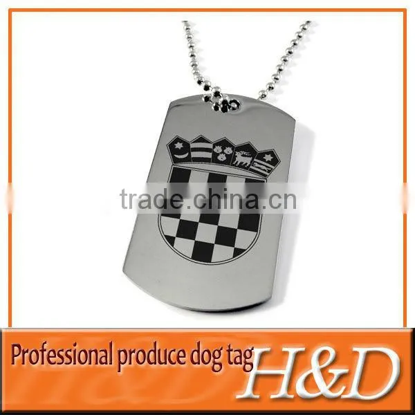 silver plated zinc alloy dog tag for European gifts