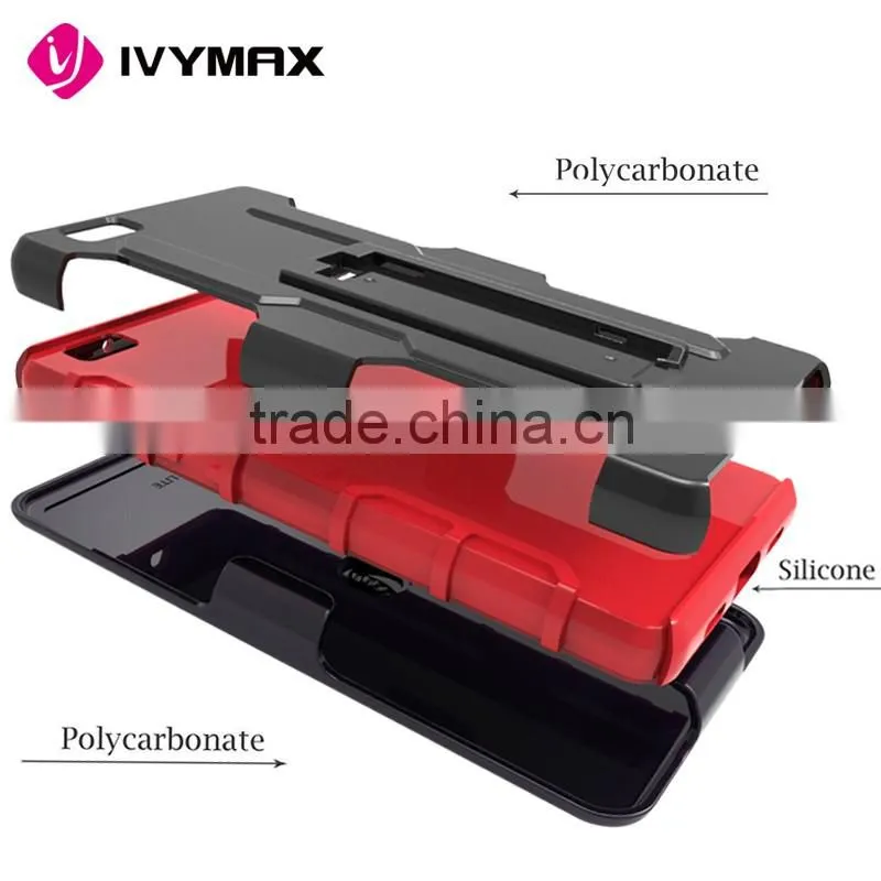 IVYMAX new kickstand heavy duty belt clip robot combo case for HUAWEI P8 LITE