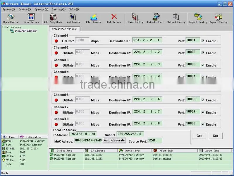 8 * ASI-64 SPTS IP Gateway(8ASI-to-64SPTS,Gigabit) Multicast/DVB IP Gateway