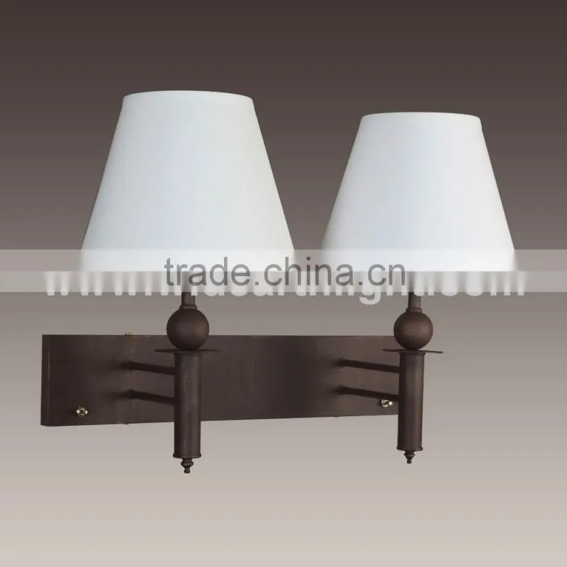 UL CUL Listed Double Hotel Bedside Lamps With Double Shades And Base Rocker Switch For Room W20124