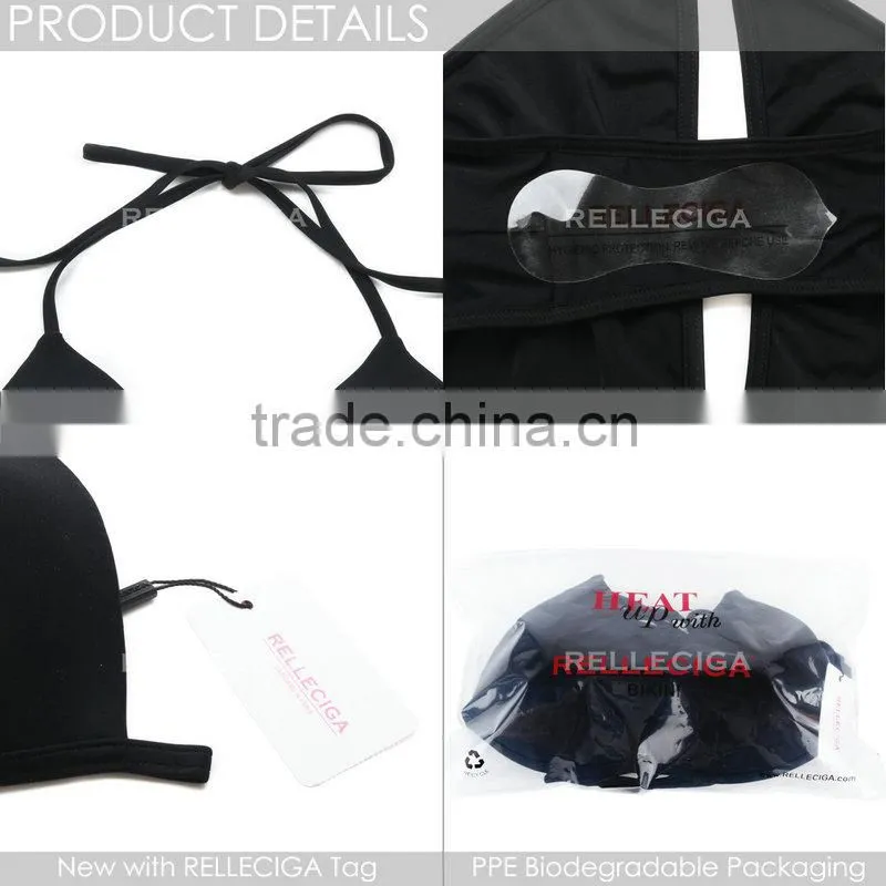 RELLECIGA 2016 Rellicious Collection - Black Push-up Triangle Top Swimwear with Adjustable Halter Strap & Brazilian Cut Scr