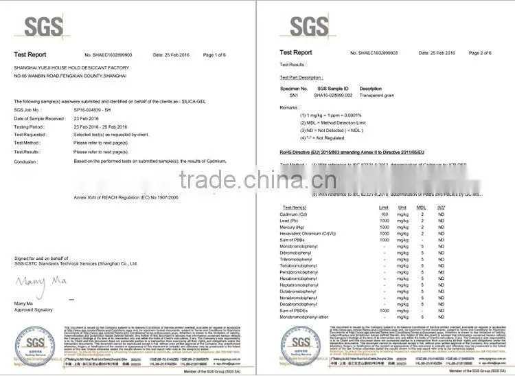Hot selling dmf free silica gel desiccant bag with low price