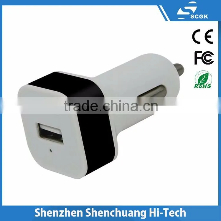 2.1A dual USB car charger with metal ring for iphone
