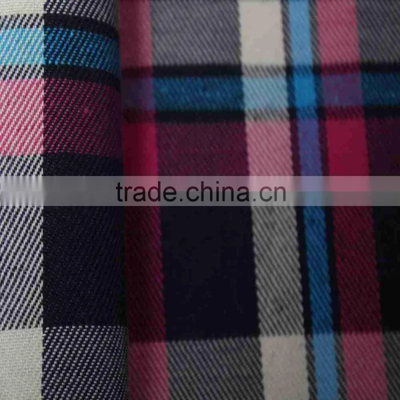 cotton twill check shirt plaid shirt fabric of twill fabric