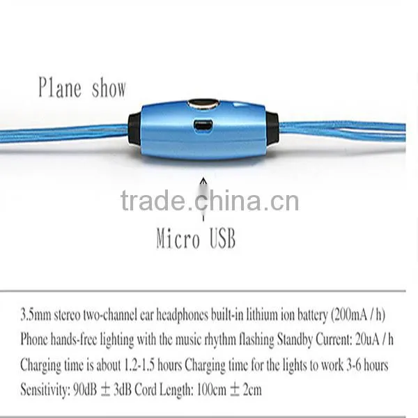 new wholesale fashionable led light earphone and headset with led light