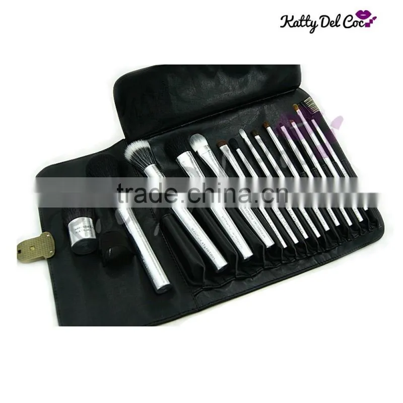 hottest 14PCS silver makeup brush shaving brush powder brush Goat hair