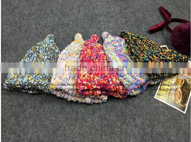 South Korea knitted Candy color pointed cap Warm thickening couples hat