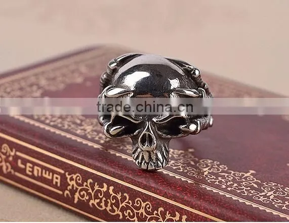 Stainless Steel Titanium Silver Men's Skull Men Cool Biker Punk Ring Retro