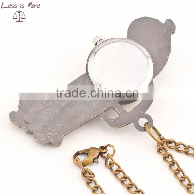 2015 Antique pocket watches ,brass color car watch necklace