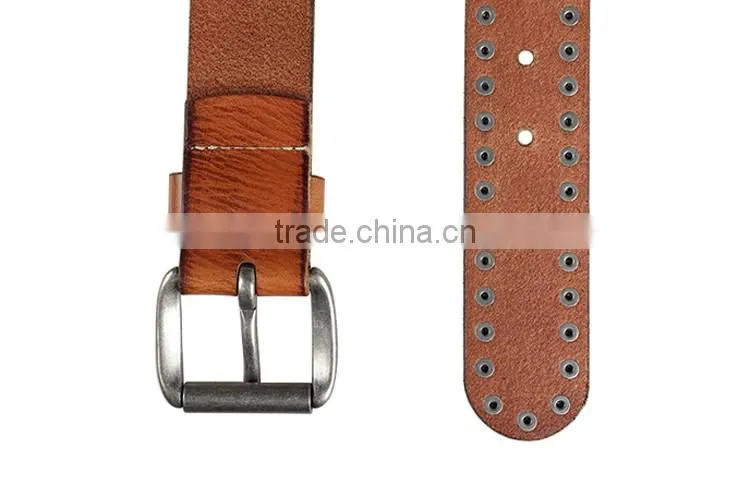 Customized rivets cow leaher belt for men