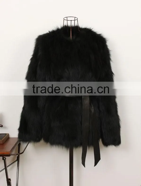 New fashion black high quality sex fox fur coat woman