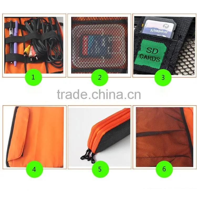 New fashion double layer cable organizer travel bag usb cable packaging hard drive bag