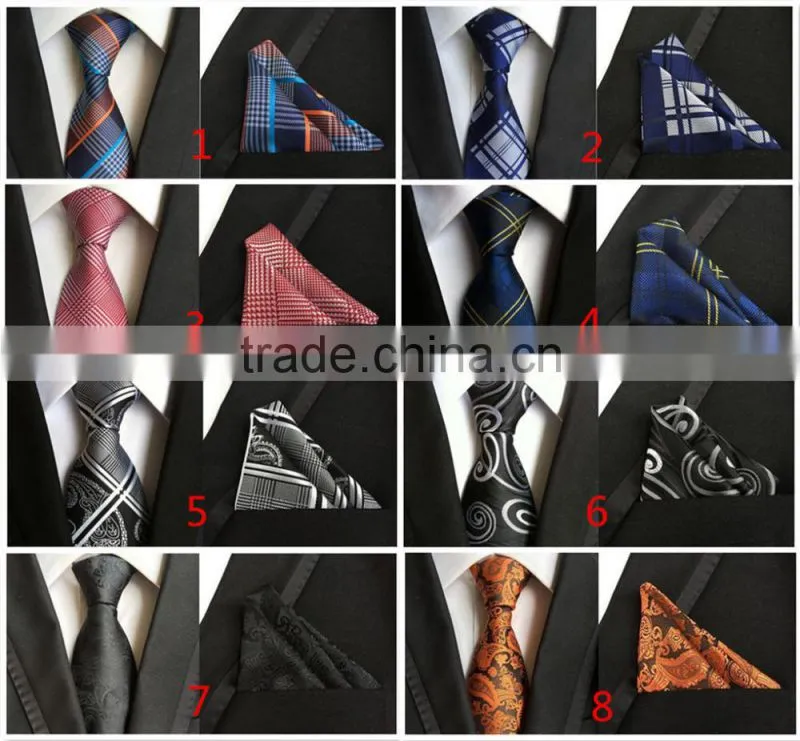 Stylish Polyester Silk Necktie Mens Tie Set With Hanky For Gift