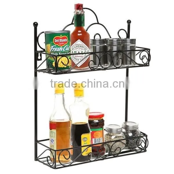 Scroll Design 2 Tiers Metal Wall Mounted Storage Shelf