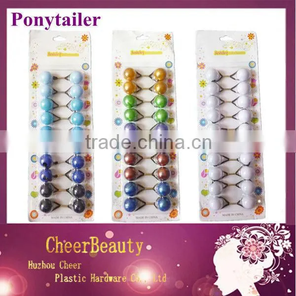 Ponytail rubber bands PT016/ponytail holders wholesale/beaded ponytail holder