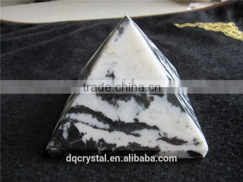 hot sales black&white natural zebra rock stone pyramid model