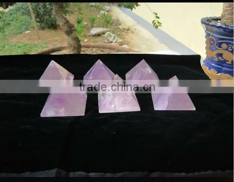 Natural Rock Pink Quartz Cut Crystal Pyramid