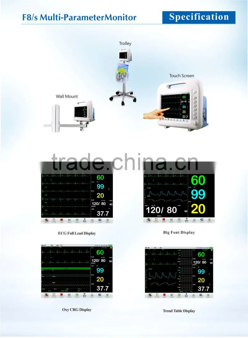 12 inch hdmi multiparameter physiological monitor