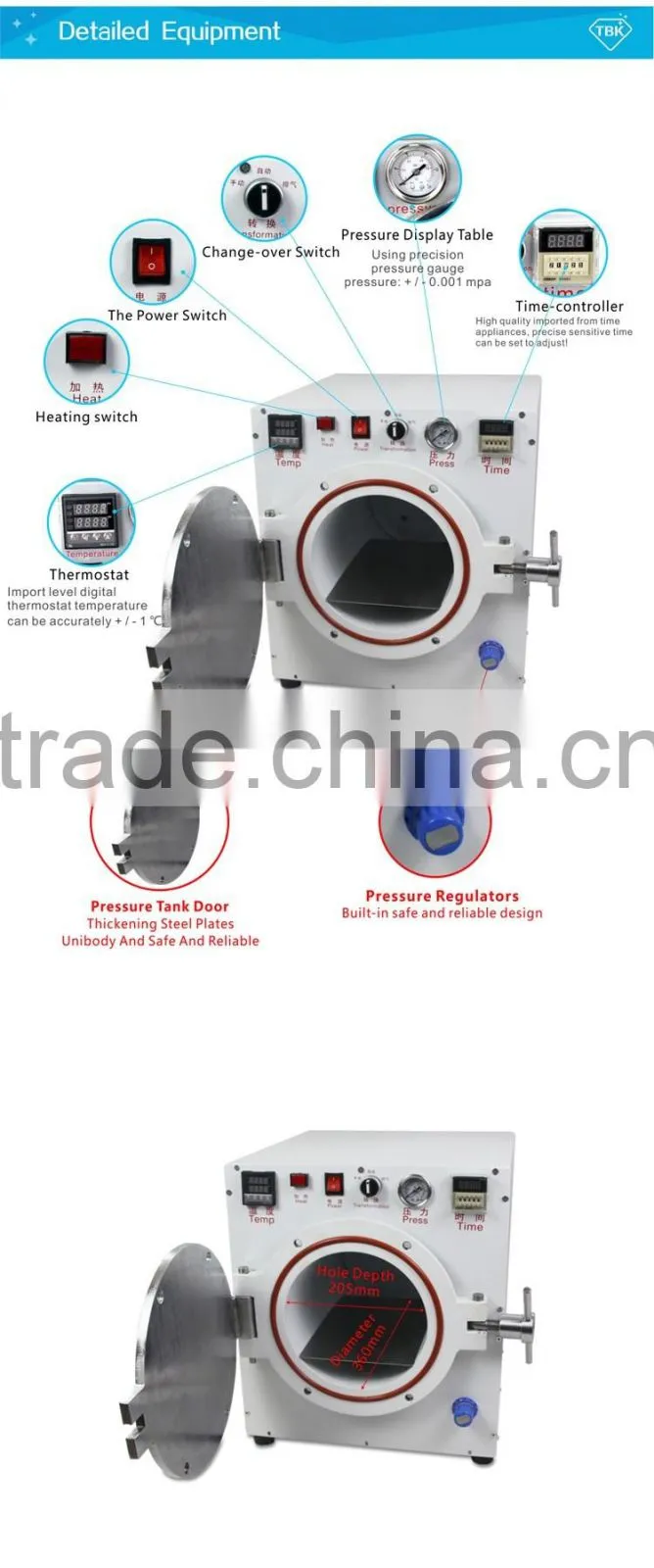 TBK Large High Pressure Autoclave Bubble Remover Machine Air Bubble Removing Machine for Mobile Phone
