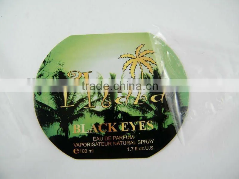 metal sticker, perfume bottle label