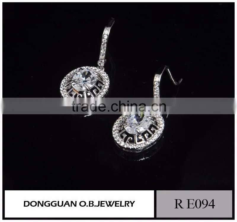 Crystal 925 Sterling Silver Zircon Earring Jewelry With Rhinestone