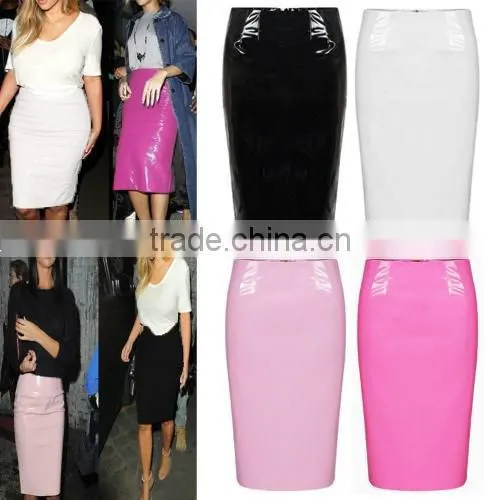 Stylish Lady Women's New Fashion Sexy Slim Shiny PVC PVC Pencil Skirt