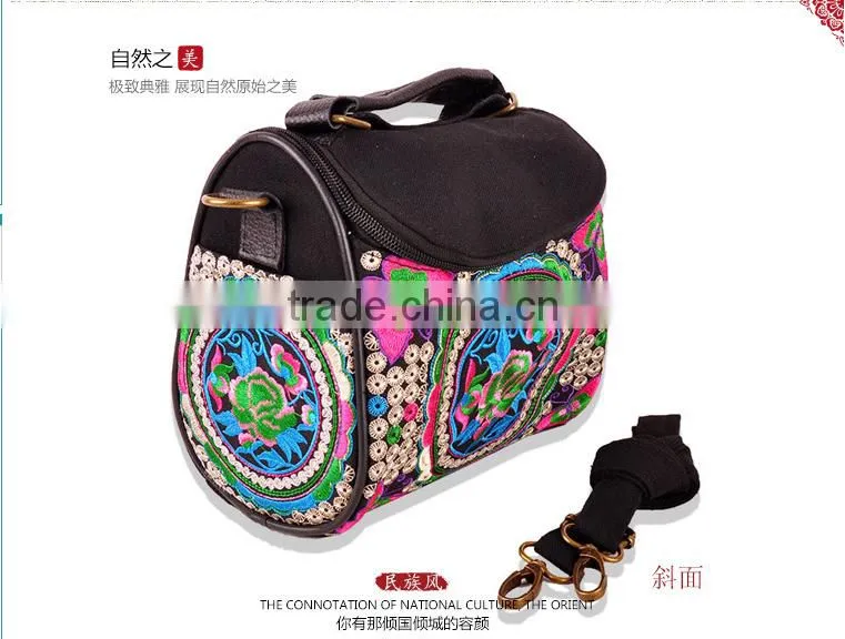 Supply embroidery canvas messenger bag shoulder bags for women