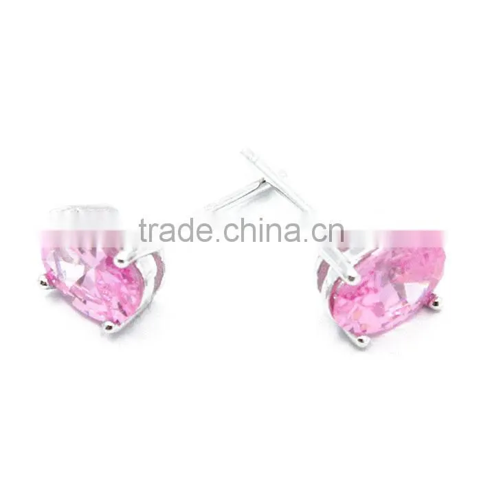 Wholesale single stone earring designs pure silver jewelry stud earrings
