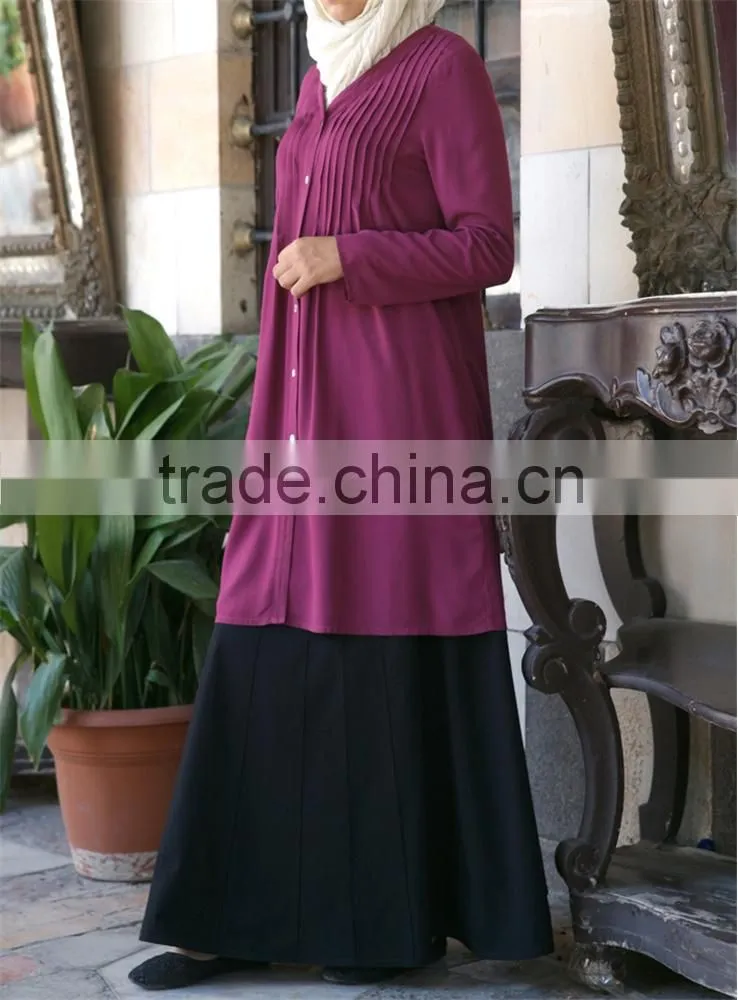 OEM service China factory custom made arabic linen buttons women tunic tops