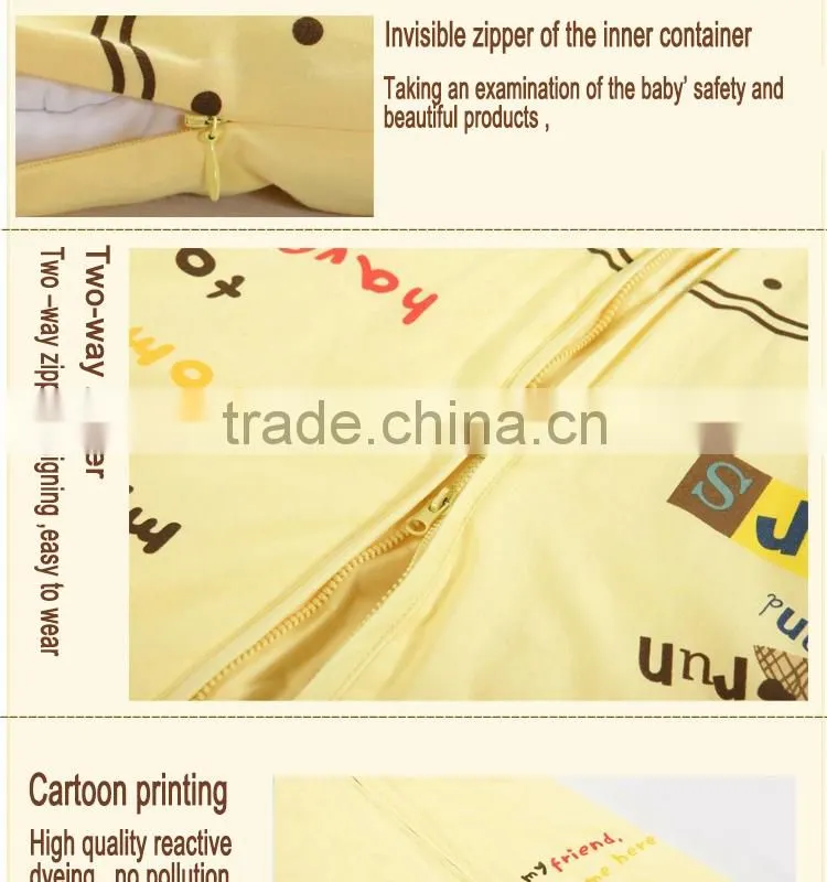 Children's 100% cotton baby sleeping bag detachable sleeve and detachable cotton fillings quilt for four seasons pink color