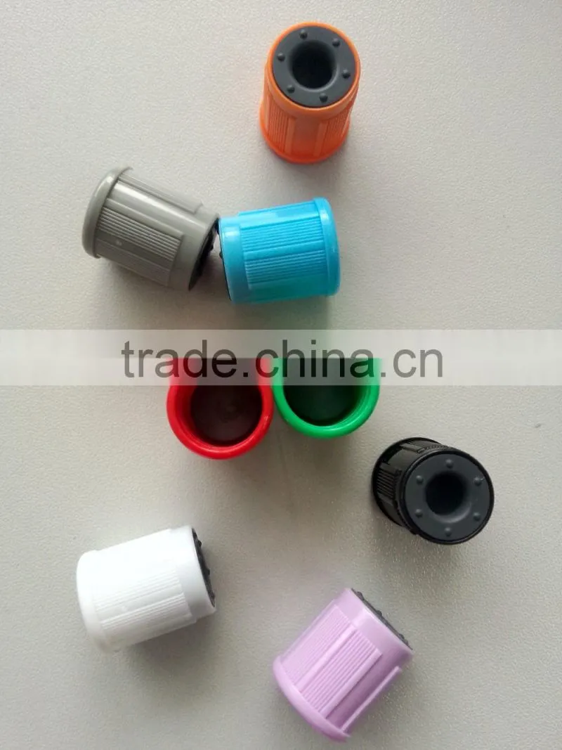 Plastic cap and rubber stopper for blood collection tube
