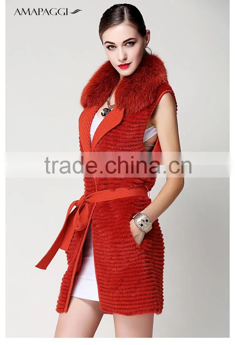Hot sale knitting mink fur Vests & Waistcoats for women