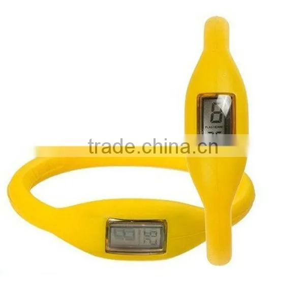 Round silicone wristband pedometer for promotional gift