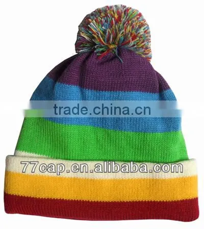 fashion style knitted multy color not brim beanie winter warm