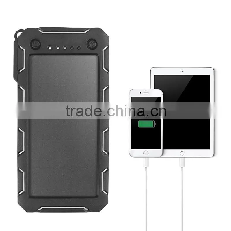 Waterproof 15000mah universal solar power bank cell phone charger 5v 2a for laptop
