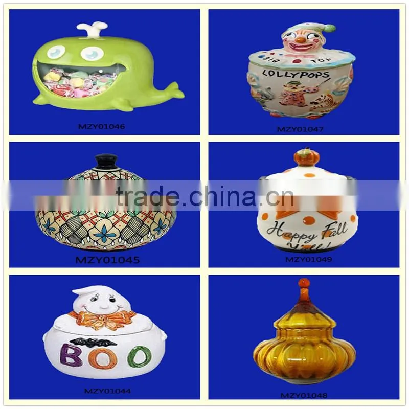 2013 newly designed handmade ceramic christmas candy jar
