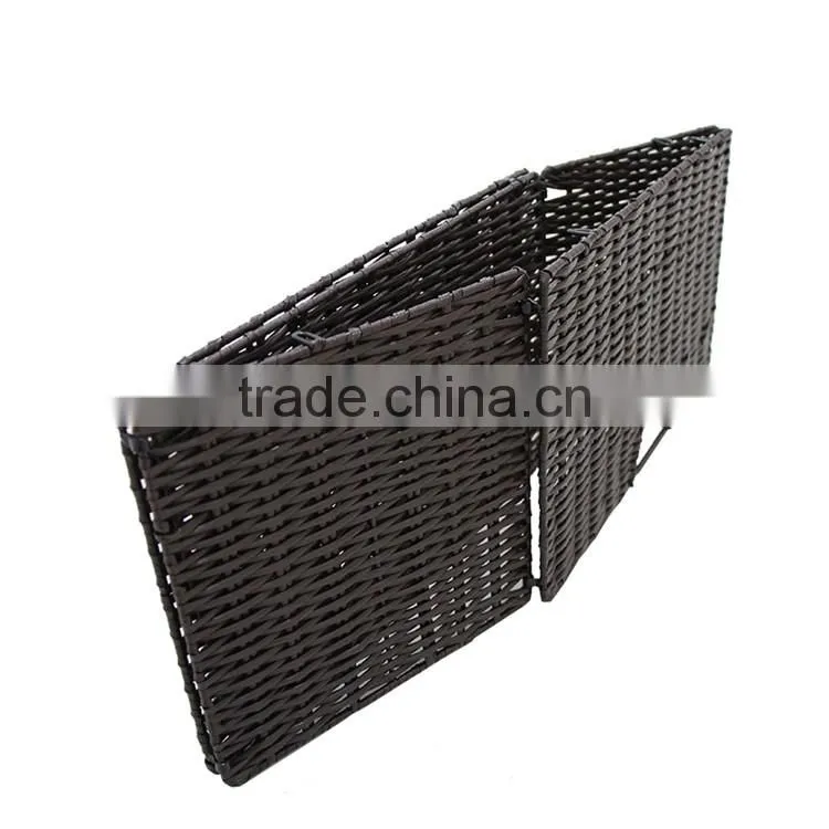 Wholesales washable PE rattan handewoven folding plastic basket used for hotel laundry storage