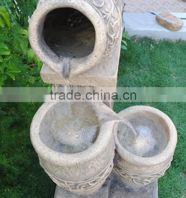 Hotsale Three Jars Polyresin LED Fengshui Products Fountain